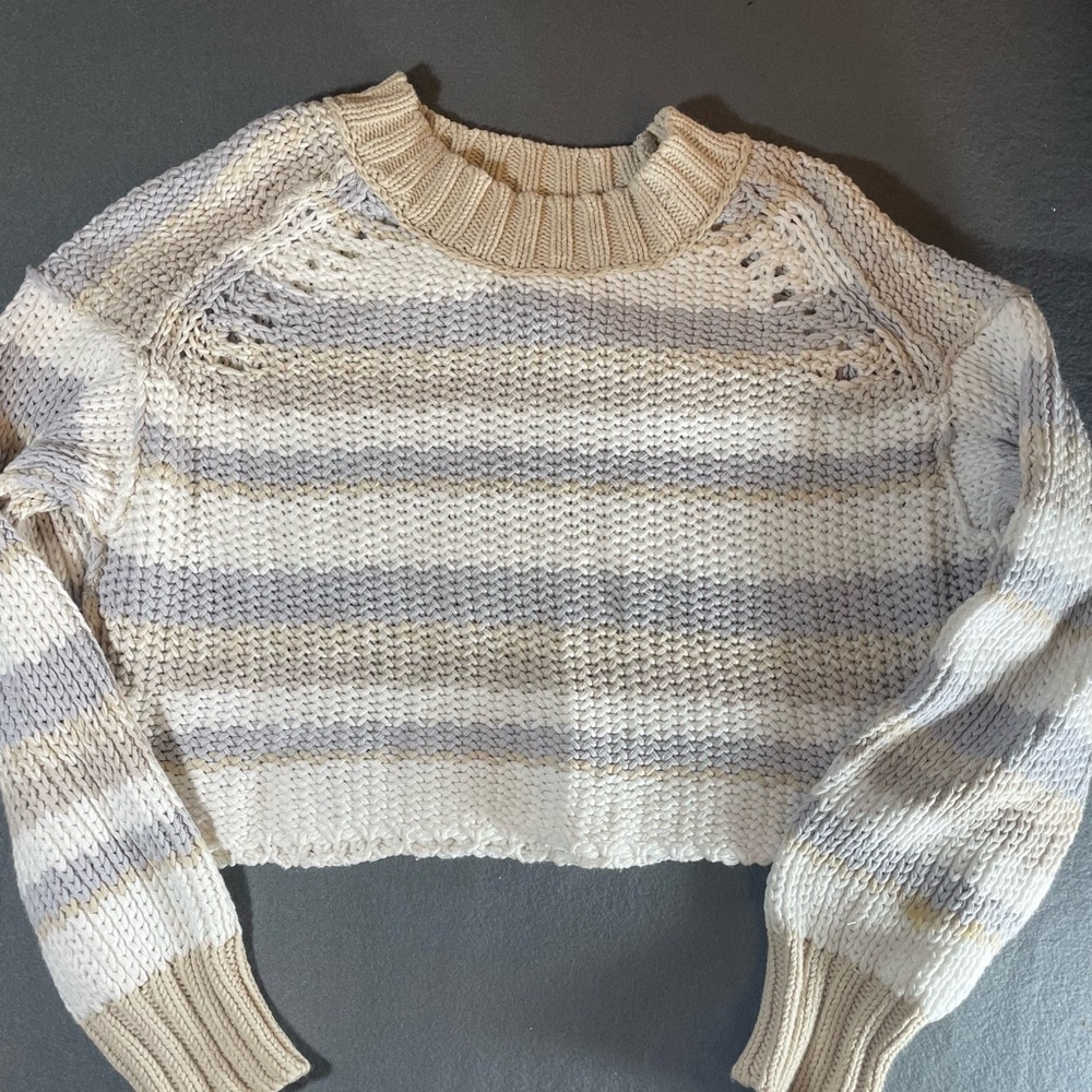 Free People Women’s Medium Devon Gravity chunky knit cropped sweater